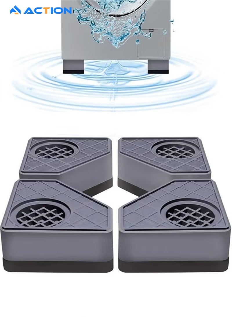 أكشن وسادات مضادة للاهتزازات للغسالة، 4 قطع من ركائز الغسالة والمجفف، وسادات قدم الغسالة المانعة للصدمات والضوضاء، مثبتات دعم الغسالة لمعظم الأثاث، تحمي الأرضية - Image 1